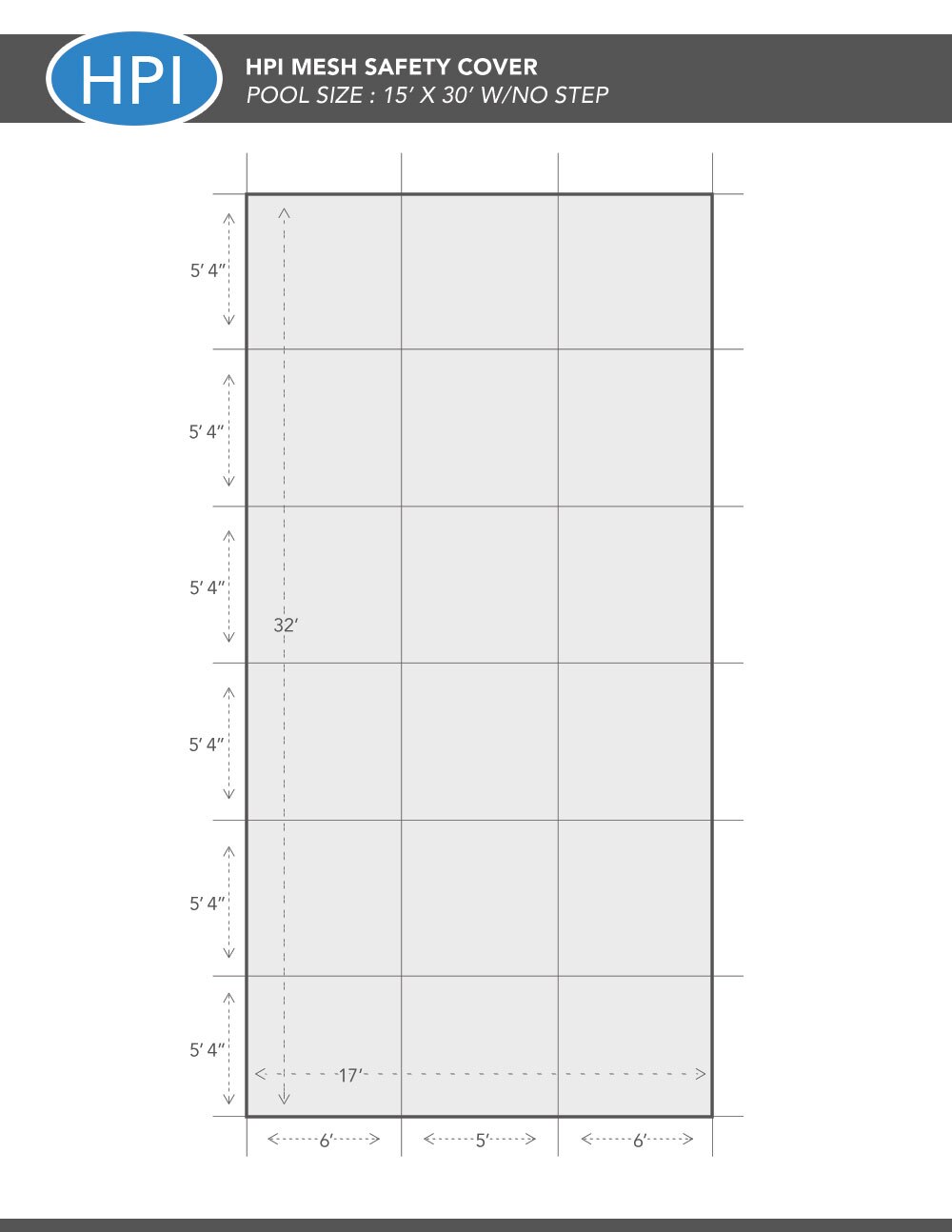 Standard Mesh 15 x 30 Green Pool Cover Center